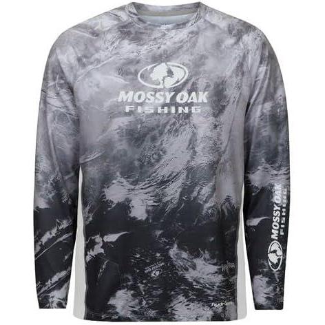 imageMossy Oak Fishing Shirts for Men Long Sleeve with 40 UPF Sun ProtectionHailstone Grey