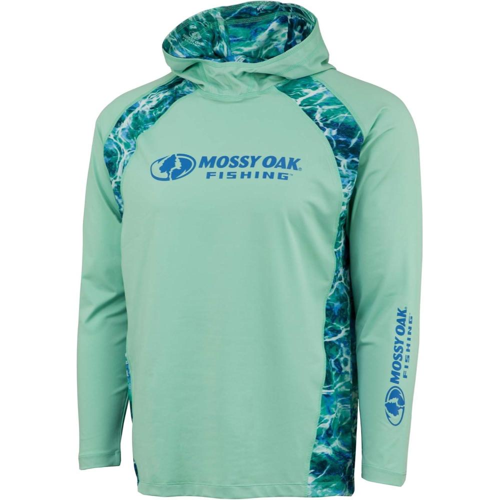 imageMossy Oak Mens Lightweight Sun Hoodie Hooded Fishing ShirtsLichen