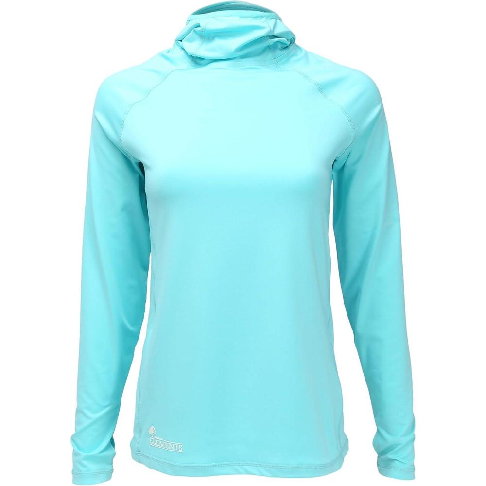 imageWomens UPF 50 Lightweight Quick Dry Sun Protection Outdoor Hoodie with gaiterBlue Radience