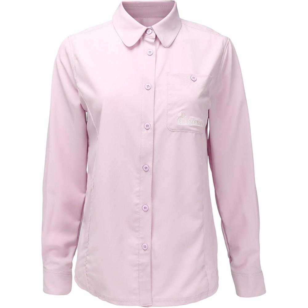 imageWomens UPF 50 Long Sleeve Button Down Quick Dry Sun Protection Outdoor Hiking Travel ShirtOrchid