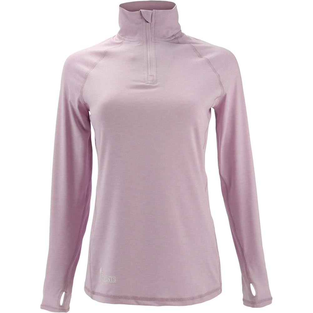 imageWomens UPF 50 Long Sleeve Lightweight Quick Dry Sun Protection Zip Pullover Thumb HoleWinsome Orchid