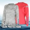 Mossy Oak Women’s Long Sleeve Performance Tech Fishing Shirt(Bonefish/Coral)