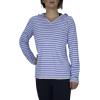 Women’s Long Sleeve V-Neck UPF 50 Quick Dry Sun Protection Lightweight Outdoor Hoodie(Blue & Pink Stripe)