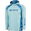 Mossy Oak Men’s Lightweight Sun Hoodie, Hooded Fishing Shirts(Iced Aqua)