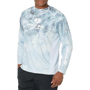 Mossy Oak Fishing Shirts for Men Long Sleeve with 40+ UPF Sun Protection(Arctic)