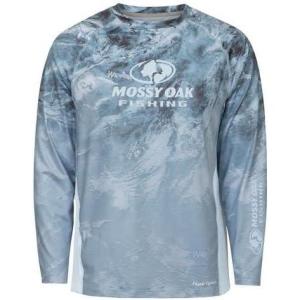 Mossy Oak Fishing Shirts for Men Long Sleeve with 40+ UPF Sun Protection(Arctic Ice)