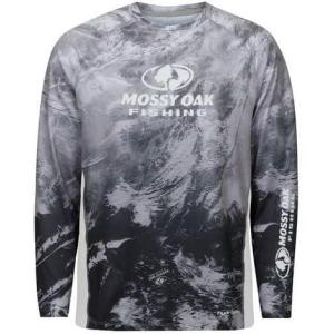 Mossy Oak Fishing Shirts for Men Long Sleeve with 40+ UPF Sun Protection(Hailstone Grey)