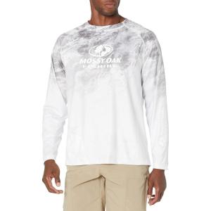 Mossy Oak Fishing Shirts for Men Long Sleeve with 40+ UPF Sun Protection(Hailstone White)