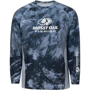 Mossy Oak Fishing Shirts for Men Long Sleeve with 40+ UPF Sun Protection(High Seas)