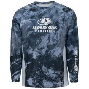 Mossy Oak Fishing Shirts for Men Long Sleeve with 40+ UPF Sun Protection(High Seas Celestial Blue)