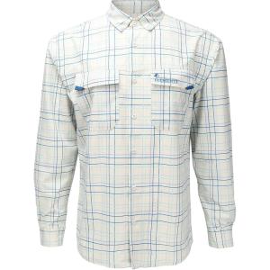 Mossy Oak Long Sleeve Button Down Performance Coolcore Fishing Shirt(Blue Striped)