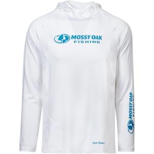 Mossy Oak Men’s Lightweight Sun Hoodie, Hooded Fishing Shirts(Brillant White)