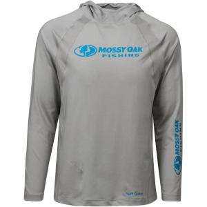 Mossy Oak Men’s Lightweight Sun Hoodie, Hooded Fishing Shirts(Cool Gray)