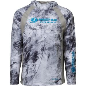 Mossy Oak Men’s Lightweight Sun Hoodie, Hooded Fishing Shirts(Hailstone)