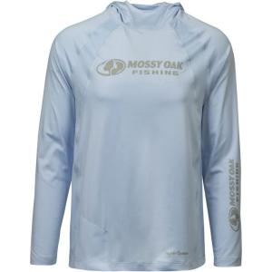 Mossy Oak Men’s Lightweight Sun Hoodie, Hooded Fishing Shirts(Illusion Blue21)