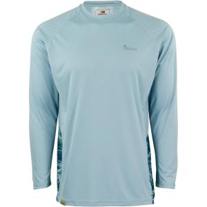 Mossy Oak Men’s Long Sleeve Performance Moisture Wicking Fishing Shirt(Blue Horizon/Spindrift)
