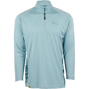 Mossy Oak Men’s Ls Performance Moisture Wicking 1/4 Zip Fishing Shirt(Blue Horizon & Spindrift)