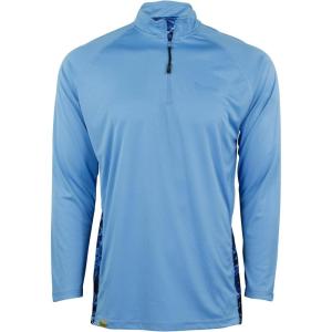 Mossy Oak Men’s Ls Performance Moisture Wicking 1/4 Zip Fishing Shirt(Ocean Blue & Marlin)