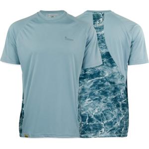 Mossy Oak Men’s Ss Performance Moisture Wicking Fishing Shirt(Blue Horizon/Spindrift)