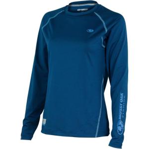 Mossy Oak Women’s Long Sleeve Performance Tech Fishing Shirt(Deep Sea Blue)