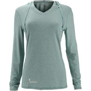 Women’s Long Sleeve V-Neck UPF 50 Quick Dry Sun Protection Lightweight Outdoor Hoodie(Aquifer Heather)