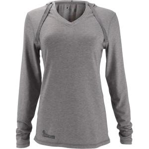 Women’s Long Sleeve V-Neck UPF 50 Quick Dry Sun Protection Lightweight Outdoor Hoodie(Heather Grey)
