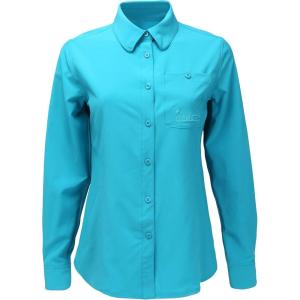 Women’s UPF 50 Long Sleeve Button Down Quick Dry Sun Protection Outdoor Hiking Travel Shirt(Caribbean Sea)