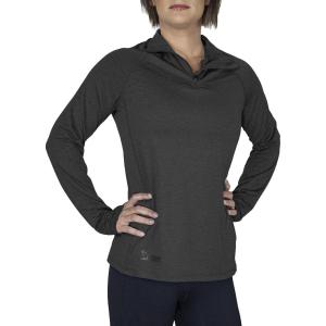 Women’s UPF 50+ Long Sleeve Lightweight Quick Dry Sun Protection Zip Pullover Thumb Hole(Black)
