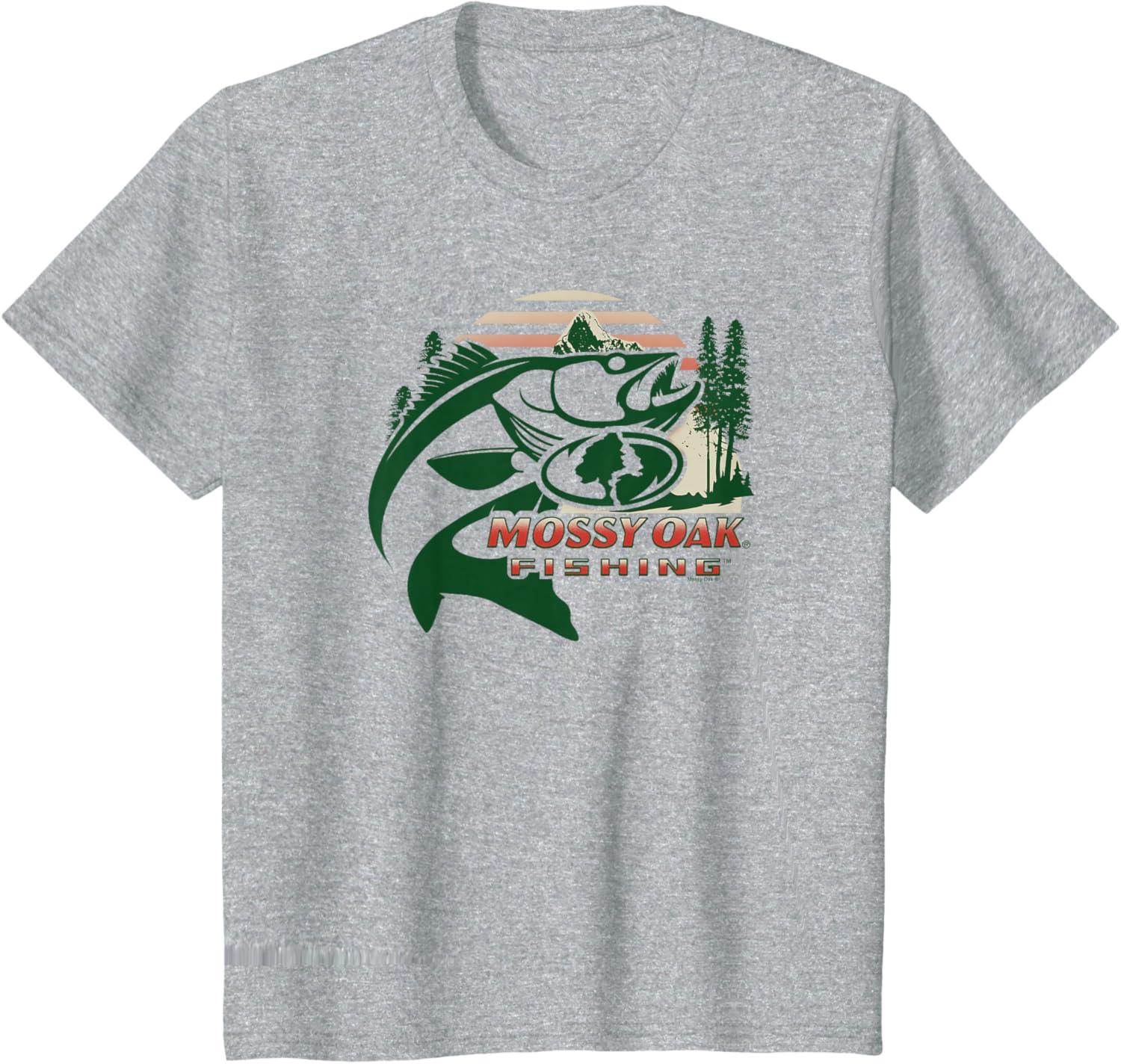 imageMossy Oak Fishing Built For The Bite Fish Logo TShirtHeather Grey