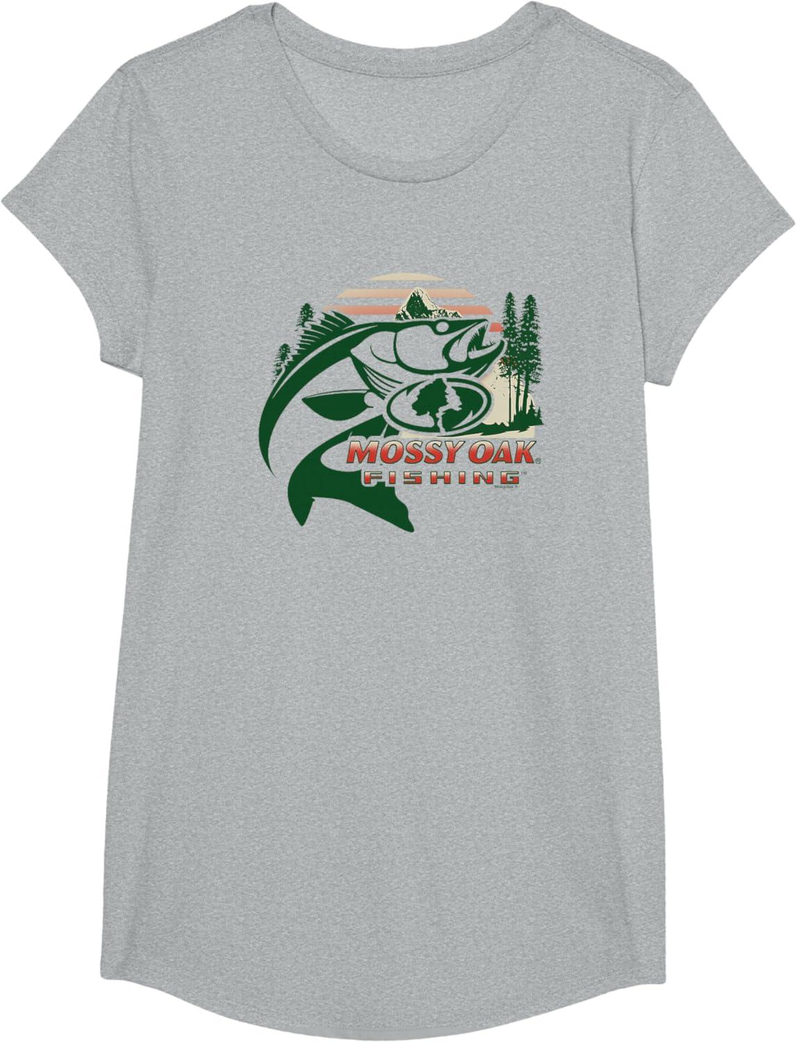 imageMossy Oak Fishing Built For The Bite Fish Logo TShirtHeather Grey