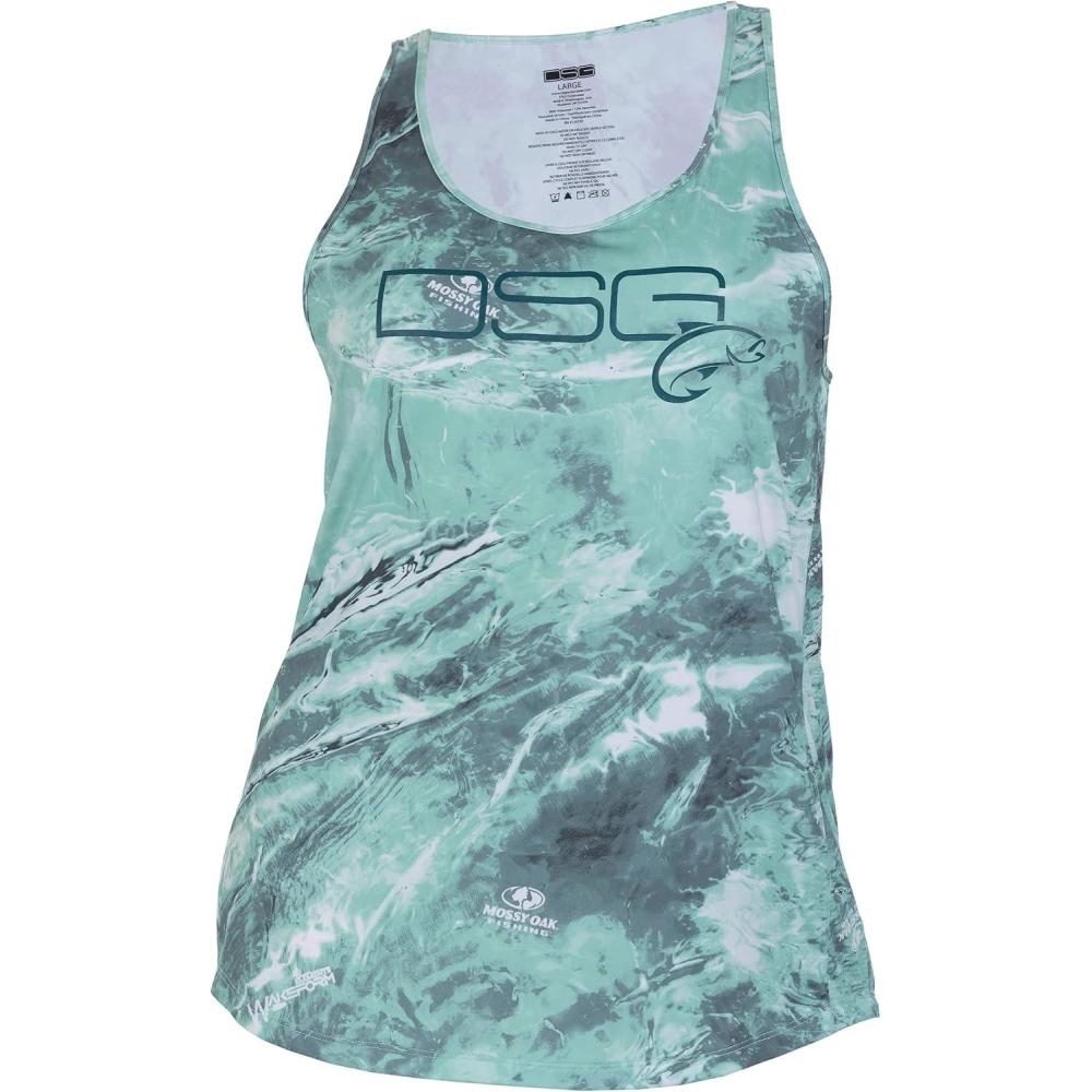imageDSG Outerwear Womens Razor Back Fishing Tank Tops UPF 50 Moisture Wicking Quick DryMossy Oak Wake Form Bowspray