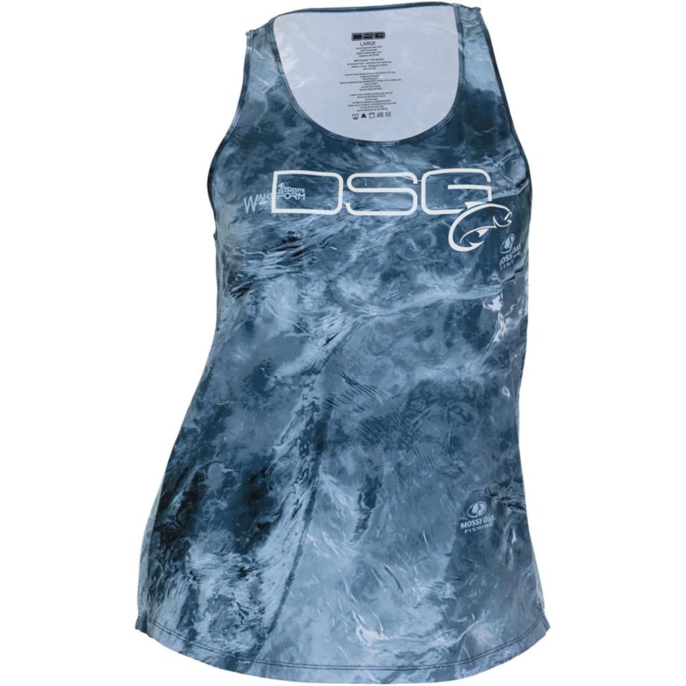 imageDSG Outerwear Womens Razor Back Fishing Tank Tops UPF 50 Moisture Wicking Quick DryMossy Oak Wake Form High Seas
