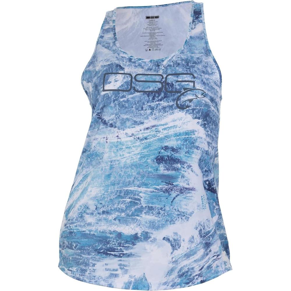 imageDSG Outerwear Womens Razor Back Fishing Tank Tops UPF 50 Moisture Wicking Quick DryRealtree Aspect Sky