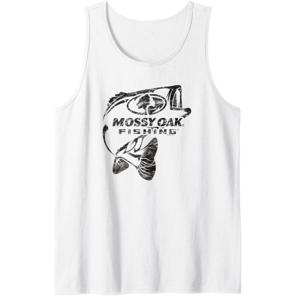 imageMossy Oak Fishing Bass Open Water Classic Black Logo Tank TopWhite
