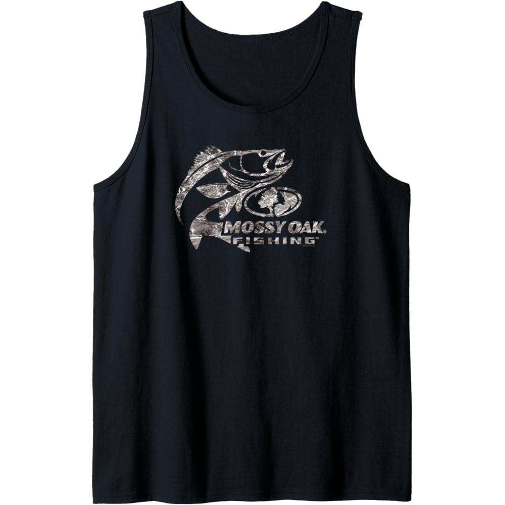 imageMossy Oak Fishing Bass Target Ocean Outdoors Grey Logo Tank TopBlack