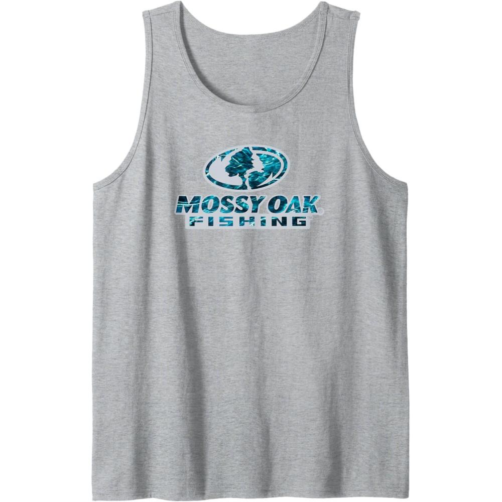 imageMossy Oak Fishing Open Water Classic Blue Logo Tank TopHeather Grey