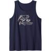 Mossy Oak Fishing Bass Target Ocean Outdoors Grey Logo Tank Top(Navy Blue)