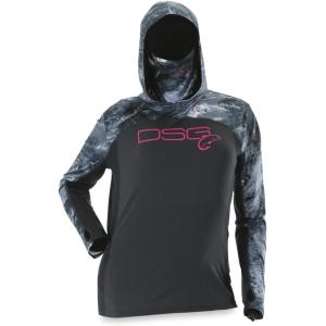 DSG Outerwear Women’s Chloe Hooded Sun Fishing Shirt | UPF Protection(Deep Waters/Mossy Oak Wake Form High Seas)