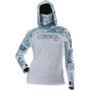 DSG Outerwear Women’s Chloe Hooded Sun Fishing Shirt | UPF Protection(Glacier/Realtree Aspect Sky)