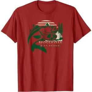 Mossy Oak Fishing Built For The Bite Fish Logo T-Shirt(Cranberry Red)
