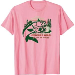 Mossy Oak Fishing Built For The Bite Fish Logo T-Shirt(Pink)