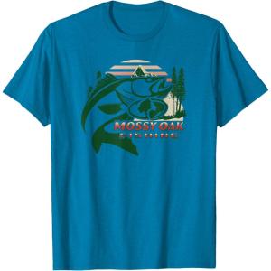 Mossy Oak Fishing Built For The Bite Fish Logo T-Shirt(Sapphire Blue)