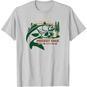 Mossy Oak Fishing Built For The Bite Fish Logo T-Shirt(Silver Grey)