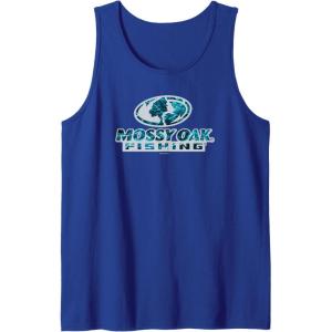 Mossy Oak Fishing Open Water Classic Blue Logo Tank Top(Royal Blue)