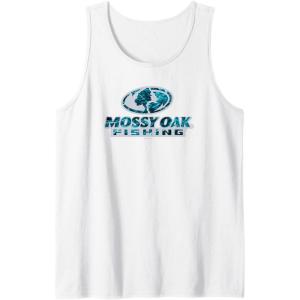 Mossy Oak Fishing Open Water Classic Blue Logo Tank Top(White)
