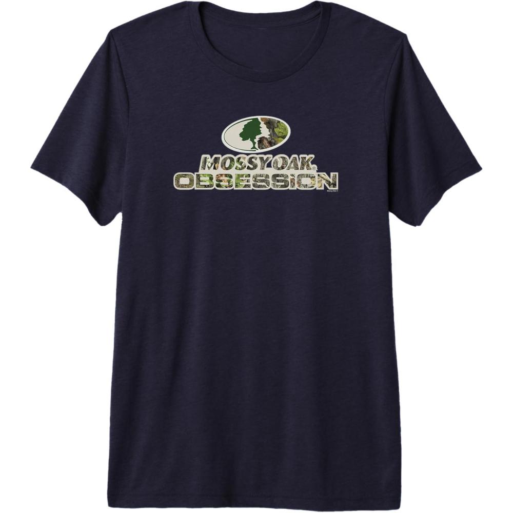 imageMossy Oak Obsession Camouflage Classic Outdoors Logo Premium Triblend TShirtNavy Blue