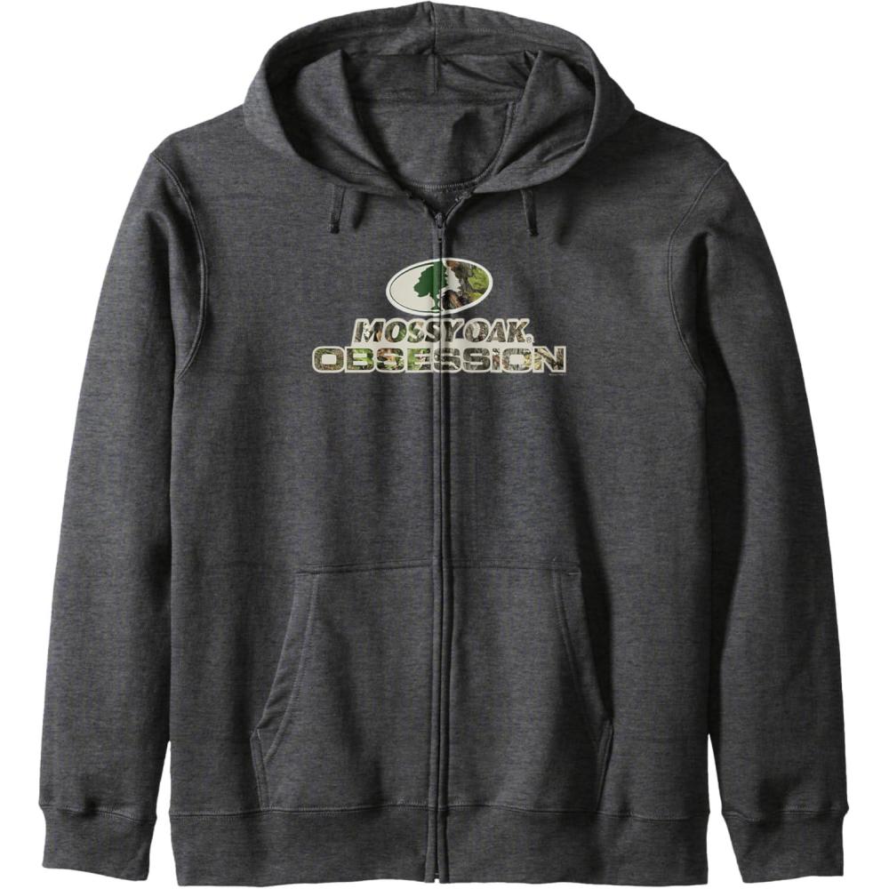 imageMossy Oak Obsession Camouflage Classic Outdoors Logo Zip HoodieDark Heather Grey