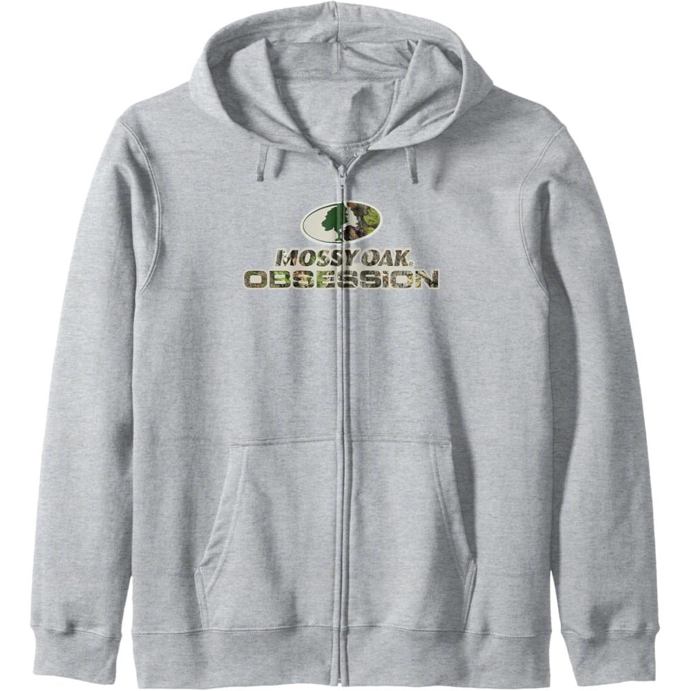 imageMossy Oak Obsession Camouflage Classic Outdoors Logo Zip HoodieHeather Grey