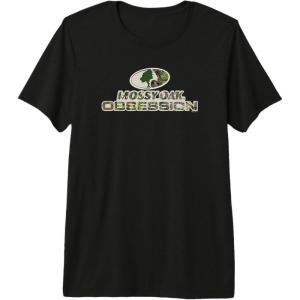 Mossy Oak Obsession Camouflage Classic Outdoors Logo Premium Tri-blend T-Shirt(Black)
