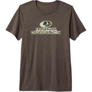 Mossy Oak Obsession Camouflage Classic Outdoors Logo Premium Tri-blend T-Shirt(Brown)